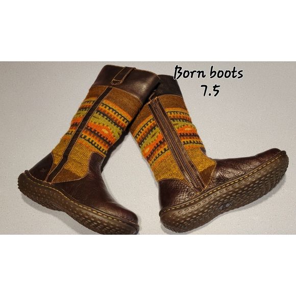 Born Shoes - Women's Born leather & wool boots size 7.5 NEW Boho Aztec Southwestern